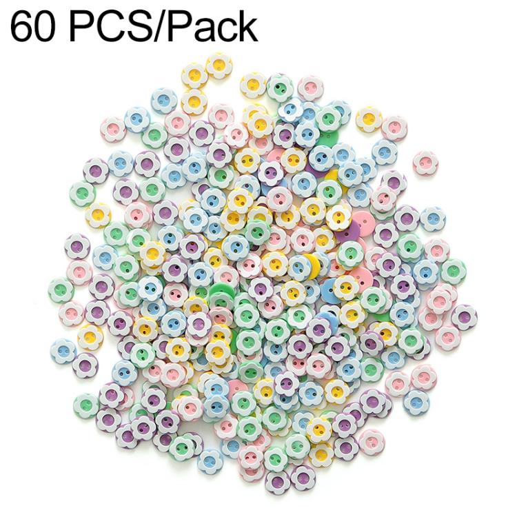 60 pezzi/confezione Bottoni in resina colorati a doppio strato da 12 mm con motivo a fiori di pruno Kit fai da te per bambini