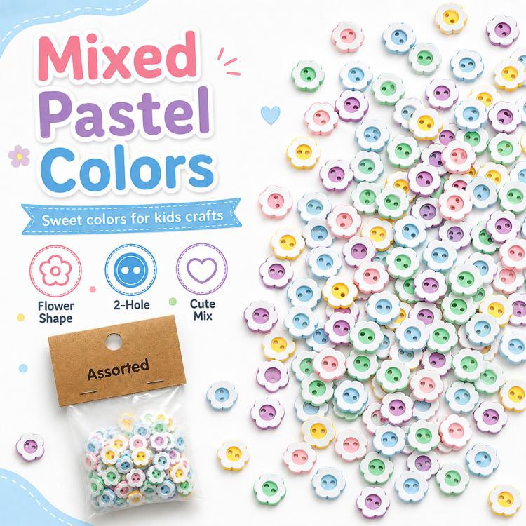 60 pezzi/confezione Bottoni in resina colorati a doppio strato da 12 mm con motivo a fiori di pruno Kit fai da te per bambini