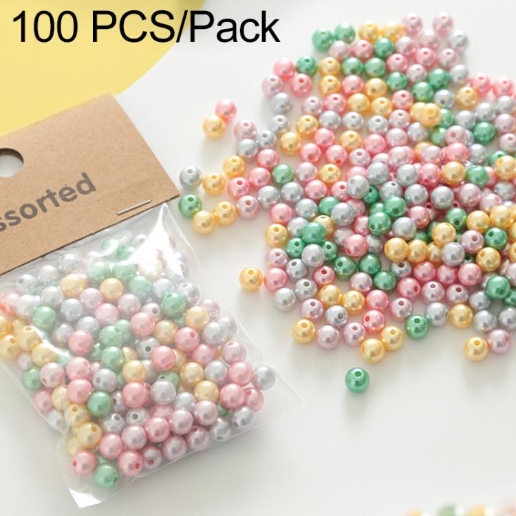 100 pezzi/confezione Perline colorate in plastica ABS per braccialetti fai da te, 6mm + 8mm Colorful, 6mm White, 6mm Colorful, 8mm Colorful