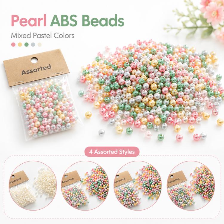 100 pezzi/confezione Perline colorate in plastica ABS per braccialetti fai da te, 6mm + 8mm Colorful, 6mm White, 6mm Colorful, 8mm Colorful