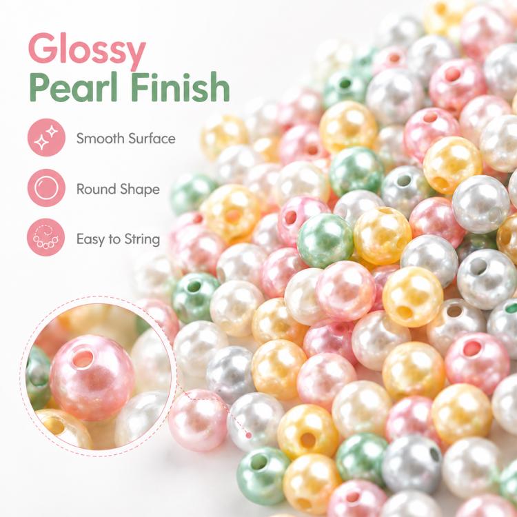 100 pezzi/confezione Perline colorate in plastica ABS per braccialetti fai da te, 6mm + 8mm Colorful, 6mm White, 6mm Colorful, 8mm Colorful
