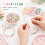 100 pezzi/confezione Perline colorate in plastica ABS per braccialetti fai da te, 6mm + 8mm Colorful, 6mm White, 6mm Colorful, 8mm Colorful