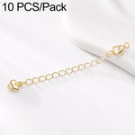 Confezione da 10 pezzi di catenelle di prolunga con moschettone in rame placcato oro per la creazione di collane e bracciali fai da te., 3D Heart, Crooked Heart Clasp S925