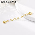 Confezione da 10 pezzi di catenelle di prolunga con moschettone in rame placcato oro per la creazione di collane e bracciali fai da te., 3D Heart, Crooked Heart Clasp S925