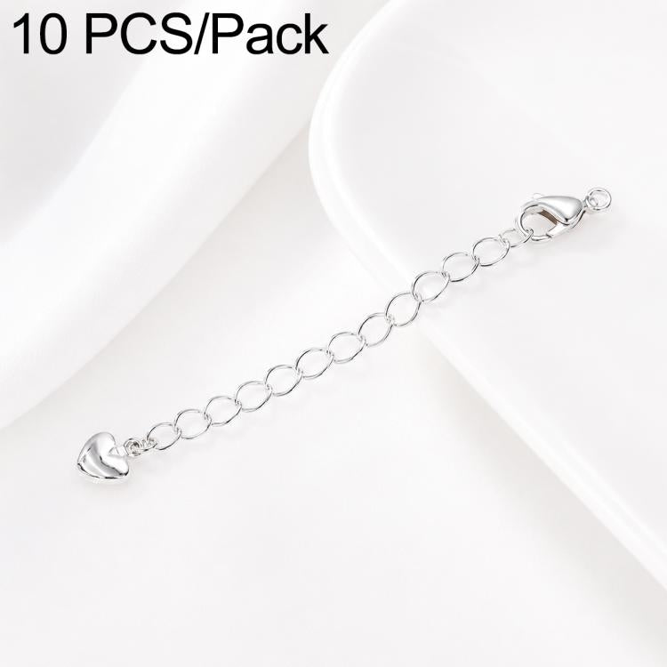 Confezione da 10 pezzi di catenelle di prolunga con moschettone in rame placcato oro per la creazione di collane e bracciali fai da te., 3D Heart, Crooked Heart Clasp S925