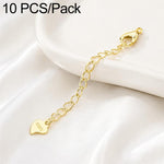 Confezione da 10 pezzi di catenelle di prolunga con moschettone in rame placcato oro per la creazione di collane e bracciali fai da te., 3D Heart, Crooked Heart Clasp S925