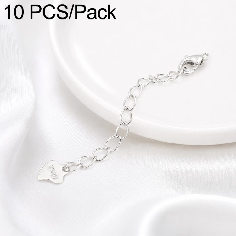 Confezione da 10 pezzi di catenelle di prolunga con moschettone in rame placcato oro per la creazione di collane e bracciali fai da te., 3D Heart, Crooked Heart Clasp S925