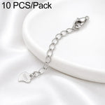 Confezione da 10 pezzi di catenelle di prolunga con moschettone in rame placcato oro per la creazione di collane e bracciali fai da te., 3D Heart, Crooked Heart Clasp S925