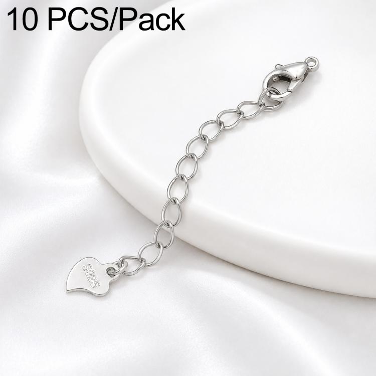 Confezione da 10 pezzi di catenelle di prolunga con moschettone in rame placcato oro per la creazione di collane e bracciali fai da te., 3D Heart, Crooked Heart Clasp S925