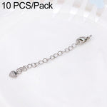 Confezione da 10 pezzi di catenelle di prolunga con moschettone in rame placcato oro per la creazione di collane e bracciali fai da te., Heart Charm Stamped 925