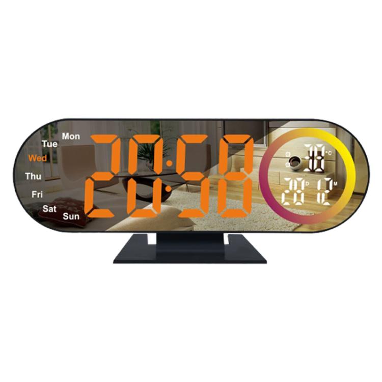 Orologio digitale da tavolo DS-3827LW con display a LED colorato e specchio elettronico.
