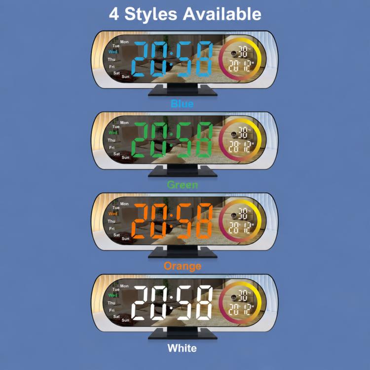 Orologio digitale da tavolo DS-3827LW con display a LED colorato e specchio elettronico.