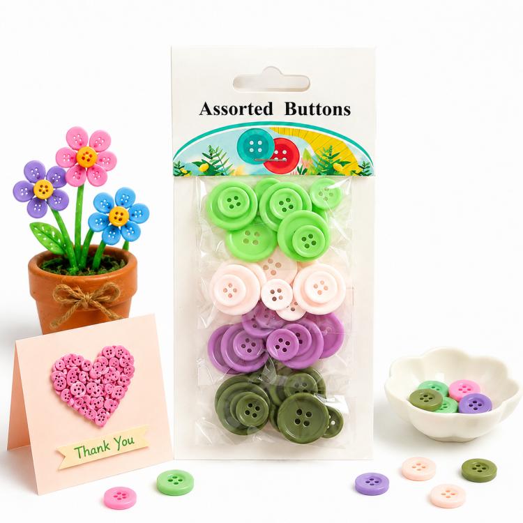 40 pezzi/confezione Bottoni in resina colorati a quattro fori con bordo stretto e largo per cucito fai da te di abbigliamento