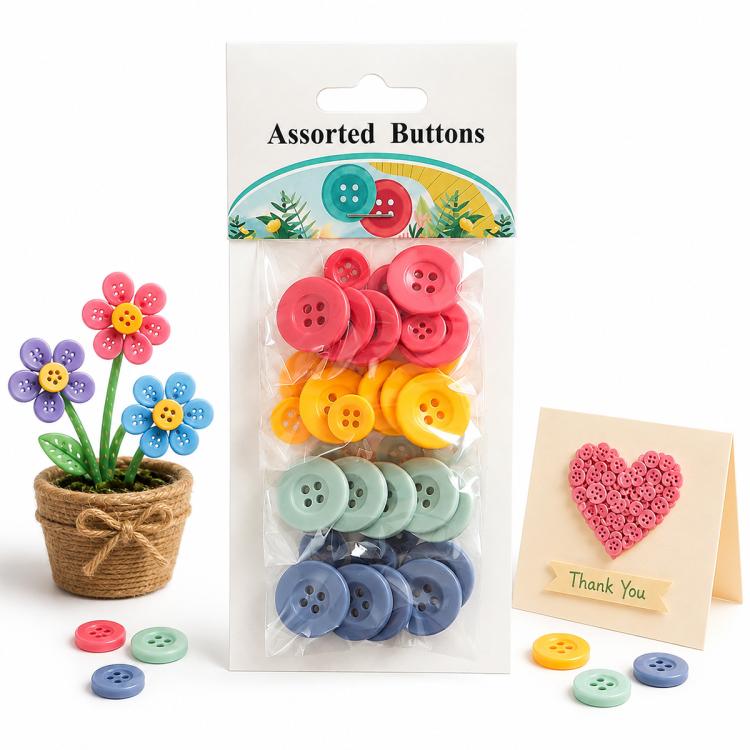 40 pezzi/confezione Bottoni in resina colorati a quattro fori con bordo stretto e largo per cucito fai da te di abbigliamento