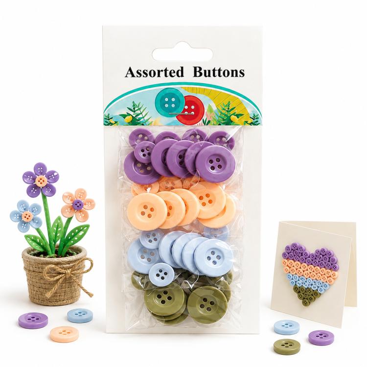 40 pezzi/confezione Bottoni in resina colorati a quattro fori con bordo stretto e largo per cucito fai da te di abbigliamento