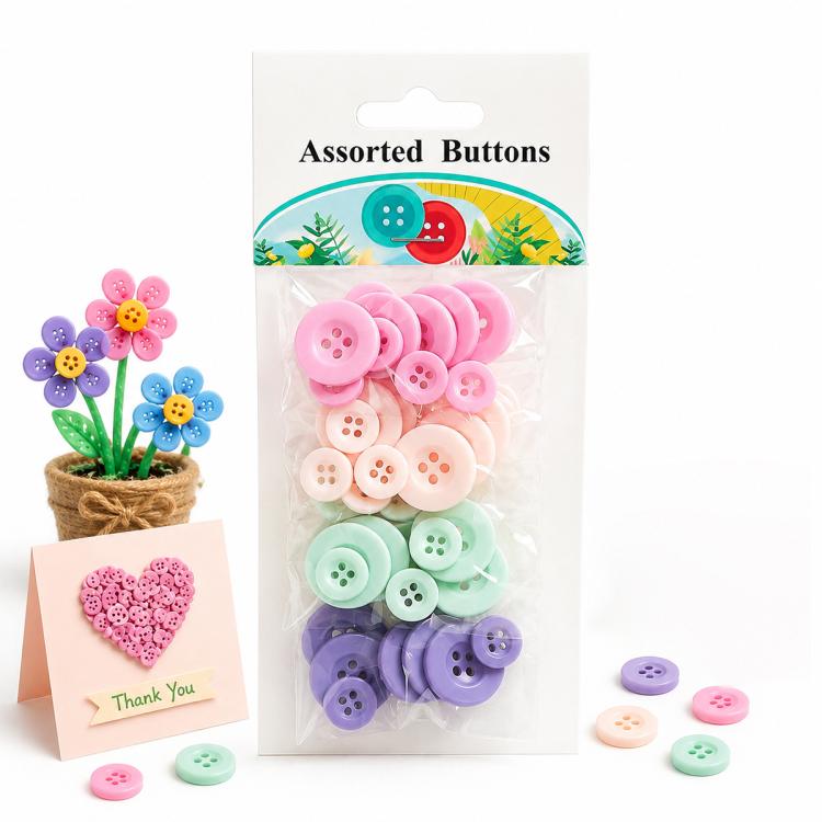 40 pezzi/confezione Bottoni in resina colorati a quattro fori con bordo stretto e largo per cucito fai da te di abbigliamento