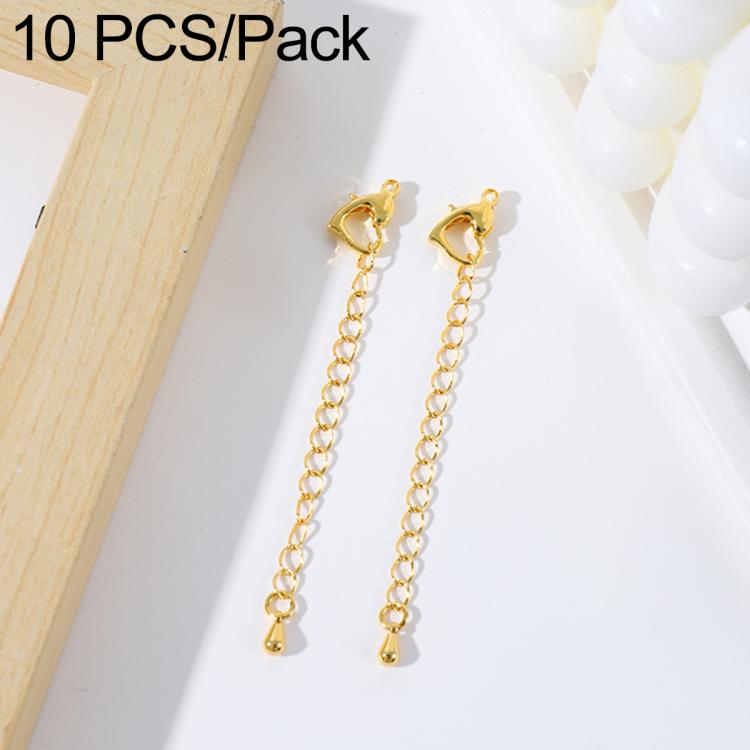 Confezione da 10 pezzi di catenelle di prolunga con moschettone in rame placcato oro per la creazione di collane e bracciali fai da te., 3D Rose Flower, 3D Round Head Water Drop, 3D Five-Pointed Star, Rippled Heart, Rippled Plum Blossom, Rippled Leaf  ...