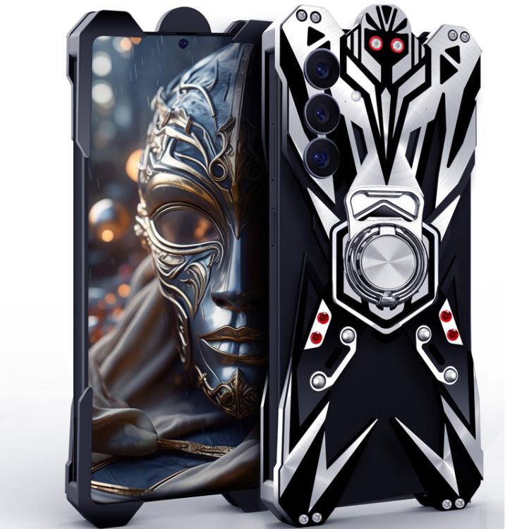 Custodia per telefono cava in lega di alluminio con design Mecha e supporto girevole., For Galaxy S26+ 5G, For Galaxy S26 Ultra 5G, For Galaxy S26 5G, For Galaxy S25 FE 5G, For Galaxy S25 Edge 5G, For Galaxy S25 5G, For Galaxy S25+ 5G                  ...