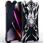 Custodia per telefono cava in lega di alluminio con design Mecha e supporto girevole., For Galaxy S26+ 5G, For Galaxy S26 Ultra 5G, For Galaxy S26 5G, For Galaxy S25 FE 5G, For Galaxy S25 Edge 5G, For Galaxy S25 5G, For Galaxy S25+ 5G                  ...