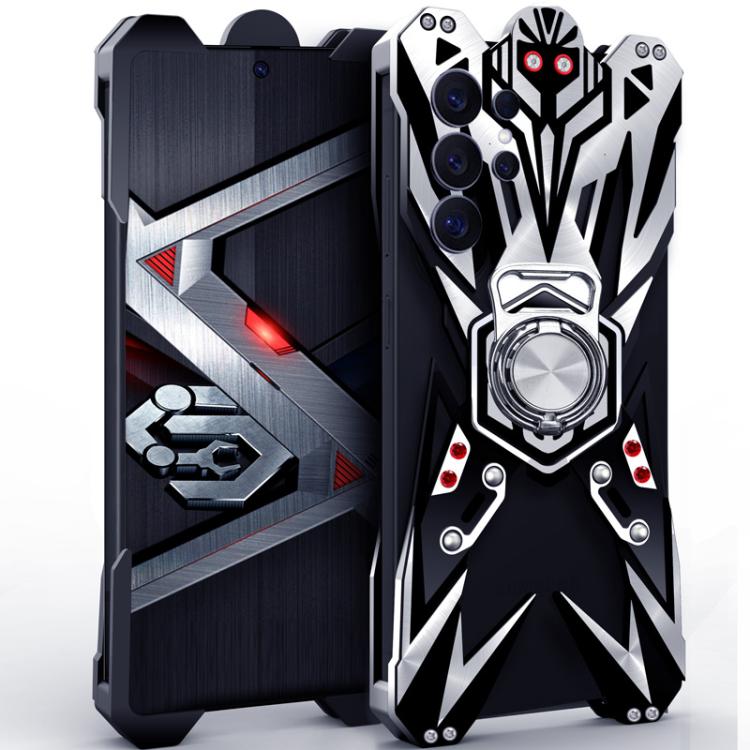 Custodia per telefono cava in lega di alluminio con design Mecha e supporto girevole., For Galaxy S26+ 5G, For Galaxy S26 Ultra 5G, For Galaxy S26 5G, For Galaxy S25 FE 5G, For Galaxy S25 Edge 5G, For Galaxy S25 5G, For Galaxy S25+ 5G                  ...