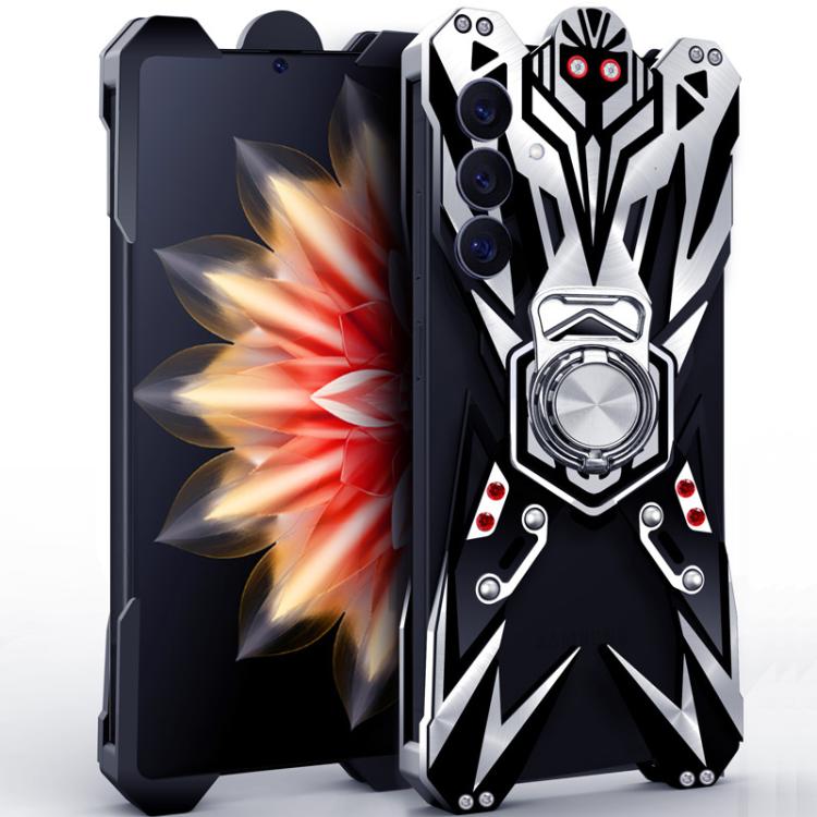 Custodia per telefono cava in lega di alluminio con design Mecha e supporto girevole., For Galaxy S26+ 5G, For Galaxy S26 Ultra 5G, For Galaxy S26 5G, For Galaxy S25 FE 5G, For Galaxy S25 Edge 5G, For Galaxy S25 5G, For Galaxy S25+ 5G                  ...