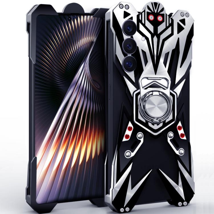 Custodia per telefono cava in lega di alluminio con design Mecha e supporto girevole., For Galaxy S26+ 5G, For Galaxy S26 Ultra 5G, For Galaxy S26 5G, For Galaxy S25 FE 5G, For Galaxy S25 Edge 5G, For Galaxy S25 5G, For Galaxy S25+ 5G                  ...