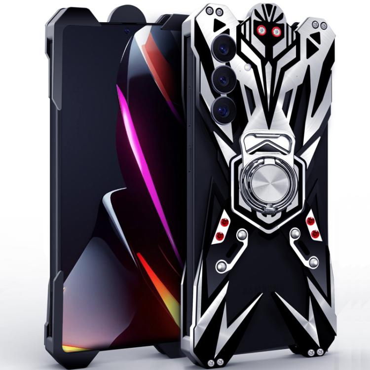 Custodia per telefono cava in lega di alluminio con design Mecha e supporto girevole., For Galaxy S26+ 5G, For Galaxy S26 Ultra 5G, For Galaxy S26 5G, For Galaxy S25 FE 5G, For Galaxy S25 Edge 5G, For Galaxy S25 5G, For Galaxy S25+ 5G                  ...