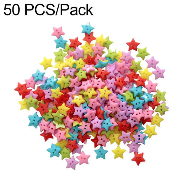 50 pezzi/confezione Bottoni a stella in resina di colori misti da 1,5 cm Kit fai da te per lavori creativi per bambini,