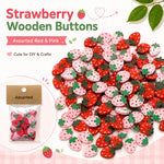 Kit fai da te con 25 bottoni in legno a forma di fragola