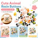 Confezione da 8 bottoni in resina colorati a forma di animale