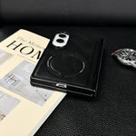 Custodia magnetica per telefono con albero centrale a molla e motivo Crazy Horse, For Galaxy Z Fold8 5G