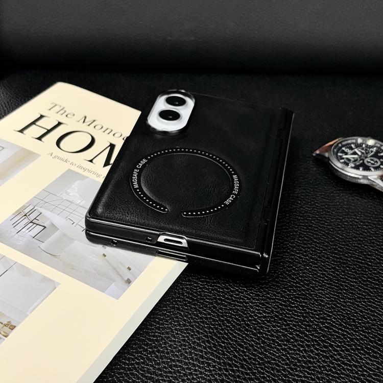 Custodia magnetica per telefono con albero centrale a molla e motivo Crazy Horse, For Galaxy Z Fold8 5G