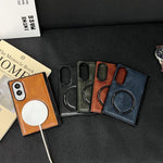 Custodia magnetica per telefono con albero centrale a molla e motivo Crazy Horse, For Galaxy Z Fold8 5G