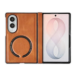Custodia magnetica per telefono con albero centrale a molla e motivo Crazy Horse, For Galaxy Z Fold8 5G