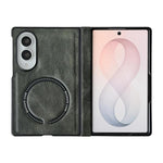 Custodia magnetica per telefono con albero centrale a molla e motivo Crazy Horse, For Galaxy Z Fold8 5G