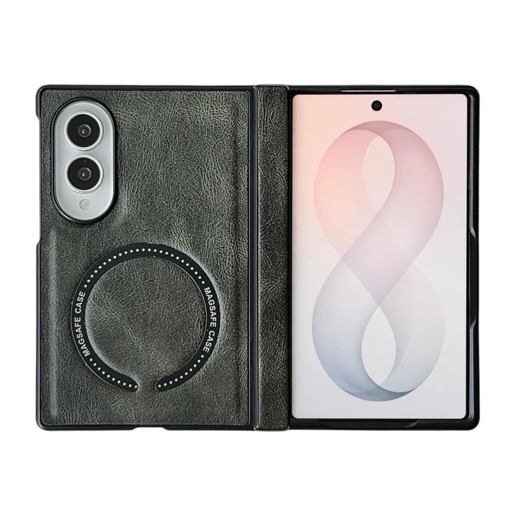Custodia magnetica per telefono con albero centrale a molla e motivo Crazy Horse, For Galaxy Z Fold8 5G