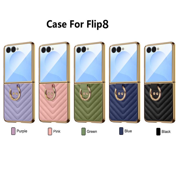 Custodia per telefono in pelle con anello in metallo serie Dream di VIETAO, For Galaxy Z Flip8 5G