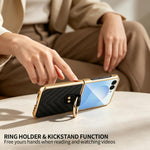 Custodia per telefono in pelle con anello in metallo serie Dream di VIETAO, For Galaxy Z Flip8 5G