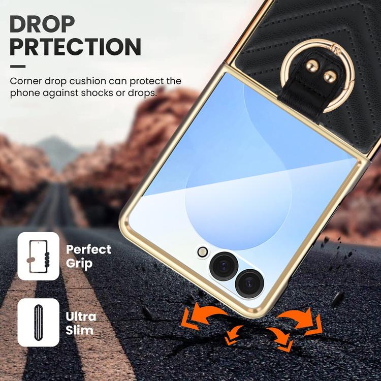 Custodia per telefono in pelle con anello in metallo serie Dream di VIETAO, For Galaxy Z Flip8 5G