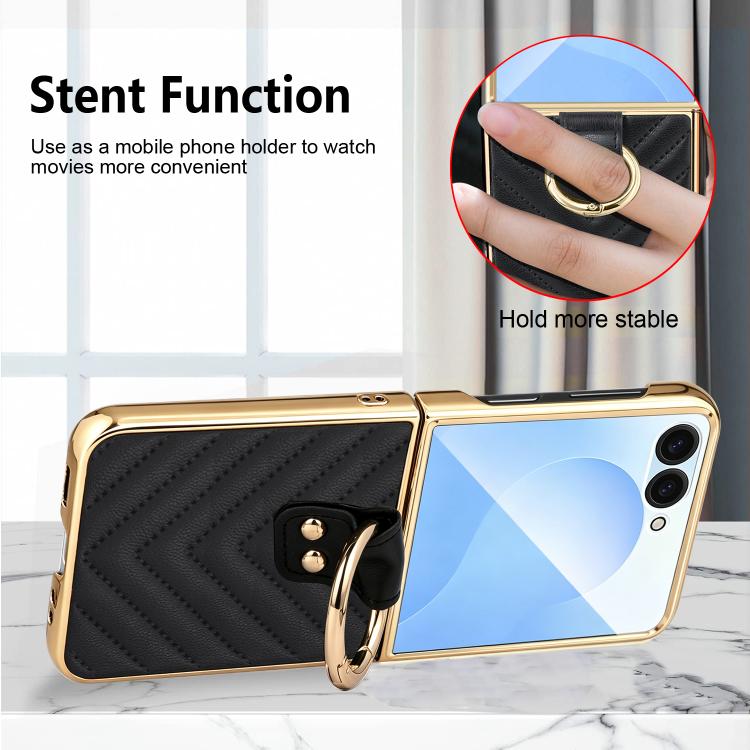 Custodia per telefono in pelle con anello in metallo serie Dream di VIETAO, For Galaxy Z Flip8 5G