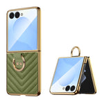 Custodia per telefono in pelle con anello in metallo serie Dream di VIETAO, For Galaxy Z Flip8 5G