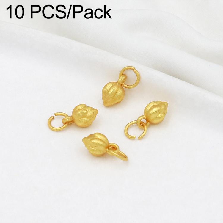 Confezione da 10 mini ciondoli placcati in oro color sabbia con anelli per braccialetti fai da te e creazione di gioielli con perline, Round Bead 4mm, Lotus 8.8x5mm, Round Bead 5.9mm, Lotus Pod 9 x 6.7mm, Bell 8.7x7.4mm, Gold Ingot 11.5x10.3mm         ...