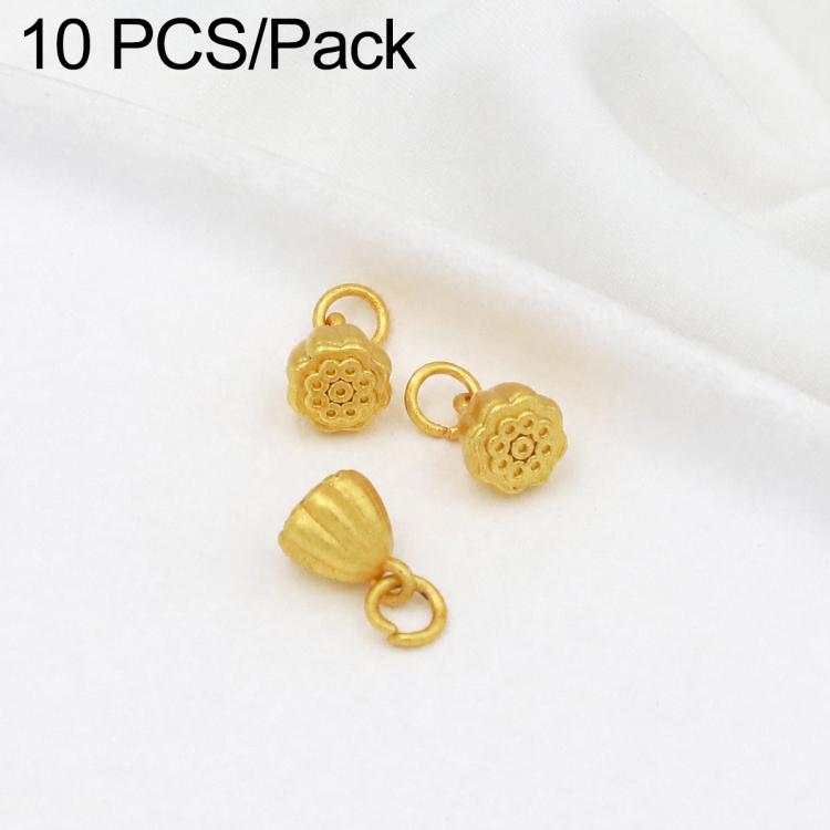 Confezione da 10 mini ciondoli placcati in oro color sabbia con anelli per braccialetti fai da te e creazione di gioielli con perline, Round Bead 4mm, Lotus 8.8x5mm, Round Bead 5.9mm, Lotus Pod 9 x 6.7mm, Bell 8.7x7.4mm, Gold Ingot 11.5x10.3mm         ...