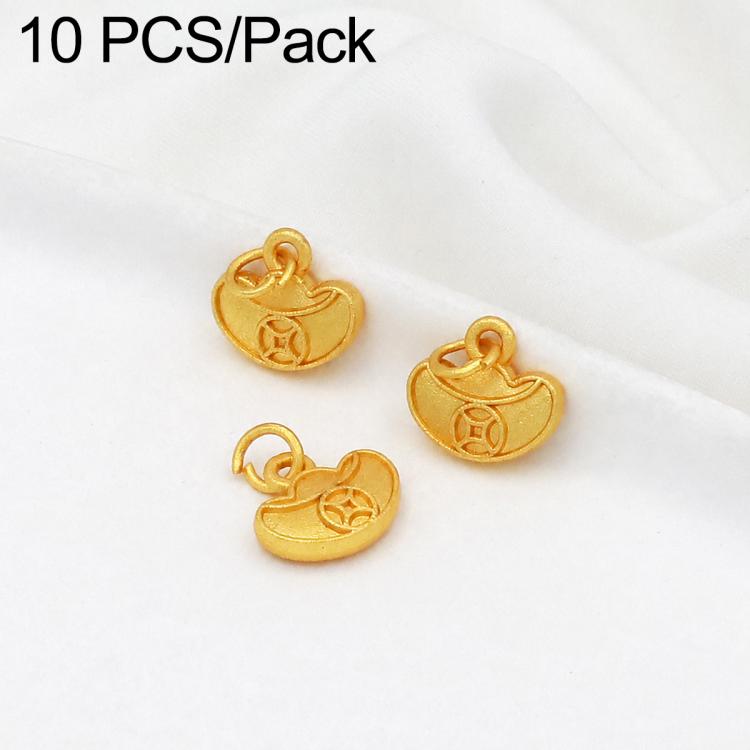 Confezione da 10 mini ciondoli placcati in oro color sabbia con anelli per braccialetti fai da te e creazione di gioielli con perline, Round Bead 4mm, Lotus 8.8x5mm, Round Bead 5.9mm, Lotus Pod 9 x 6.7mm, Bell 8.7x7.4mm, Gold Ingot 11.5x10.3mm         ...