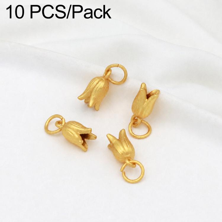Confezione da 10 mini ciondoli placcati in oro color sabbia con anelli per braccialetti fai da te e creazione di gioielli con perline, Round Bead 4mm, Lotus 8.8x5mm, Round Bead 5.9mm, Lotus Pod 9 x 6.7mm, Bell 8.7x7.4mm, Gold Ingot 11.5x10.3mm         ...