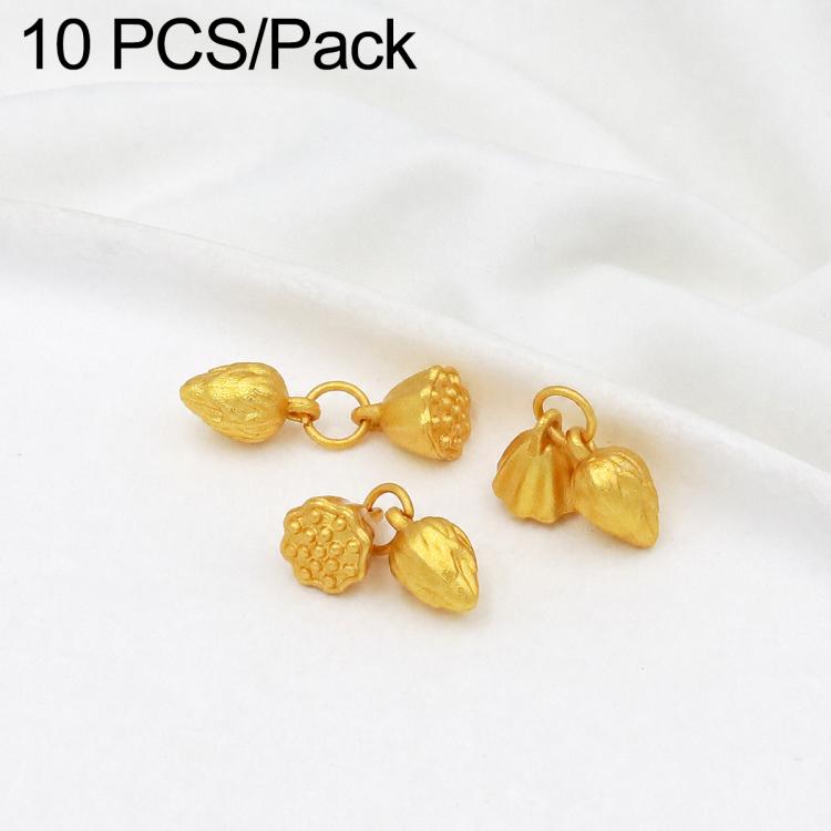 Confezione da 10 mini ciondoli placcati in oro color sabbia con anelli per braccialetti fai da te e creazione di gioielli con perline, Lotus Seed Bud 12.3x6.9mm, Lion Head Coin 15.3x9.6mm, Bell 13.2x9.7mm, Dual Lily of Valley, Lotus Seedpod            ...