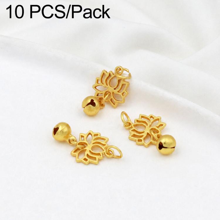 Confezione da 10 mini ciondoli placcati in oro color sabbia con anelli per braccialetti fai da te e creazione di gioielli con perline, Lotus Seed Bud 12.3x6.9mm, Lion Head Coin 15.3x9.6mm, Bell 13.2x9.7mm, Dual Lily of Valley, Lotus Seedpod            ...