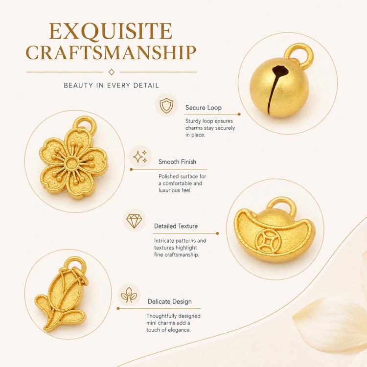 Confezione da 10 mini ciondoli placcati in oro color sabbia con anelli per braccialetti fai da te e creazione di gioielli con perline, Round Bead 4mm, Lotus 8.8x5mm, Round Bead 5.9mm, Lotus Pod 9 x 6.7mm, Bell 8.7x7.4mm, Gold Ingot 11.5x10.3mm         ...