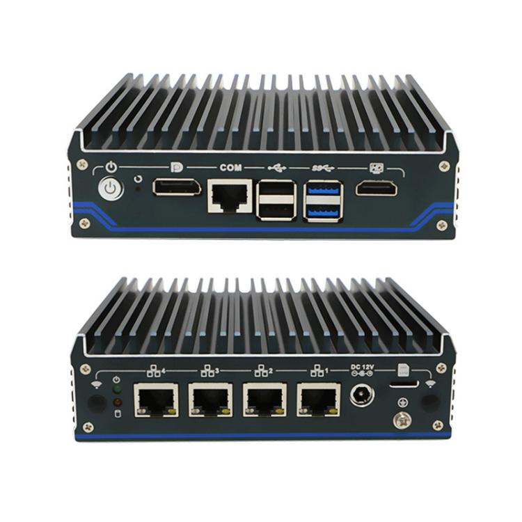Mini PC industriale Intel Celeron J6412 con quattro porte di rete., without memory, 8GB + 128GB, 8GB + 256GB