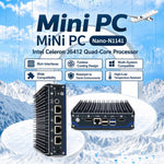 Mini PC industriale Intel Celeron J6412 con quattro porte di rete., without memory, 8GB + 128GB, 8GB + 256GB